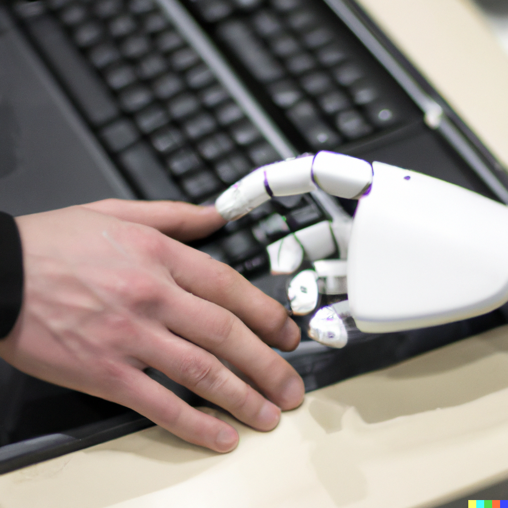 Robot helping a human to type