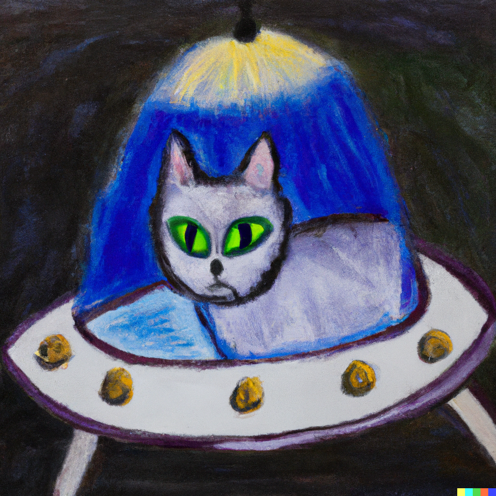 A cat piloting a UFO